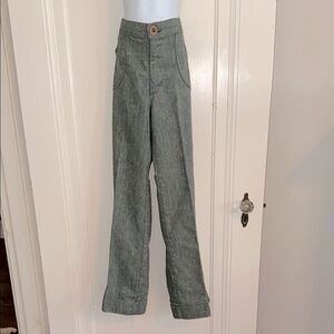 Vintage 70s H.I.S. For Girls green tweed bell bottom cuffed‎ hem jeans